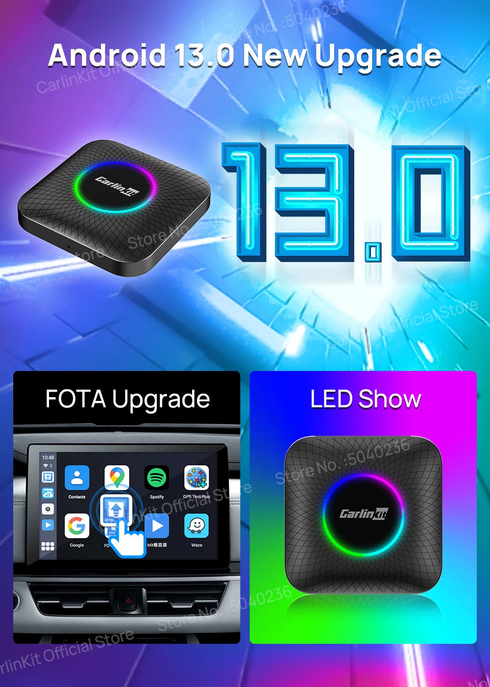 CarlinKit Android 13 SM6225 8‑Core Wireless CarPlay AI Box