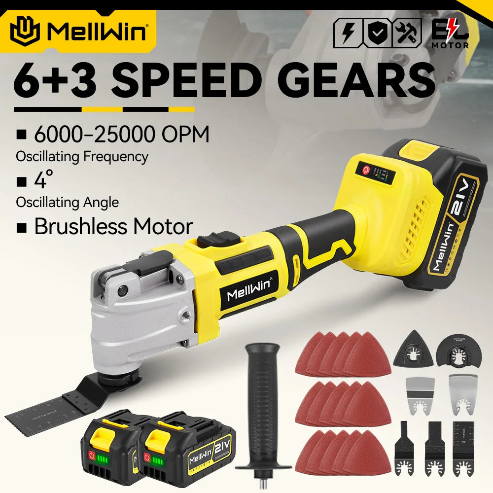 MELLWIN Brushless Oscillating Multi Function Tool Electric Saw Polisher woodworking Cutting Tool For Makita 18V Battery Pin - Limetastore