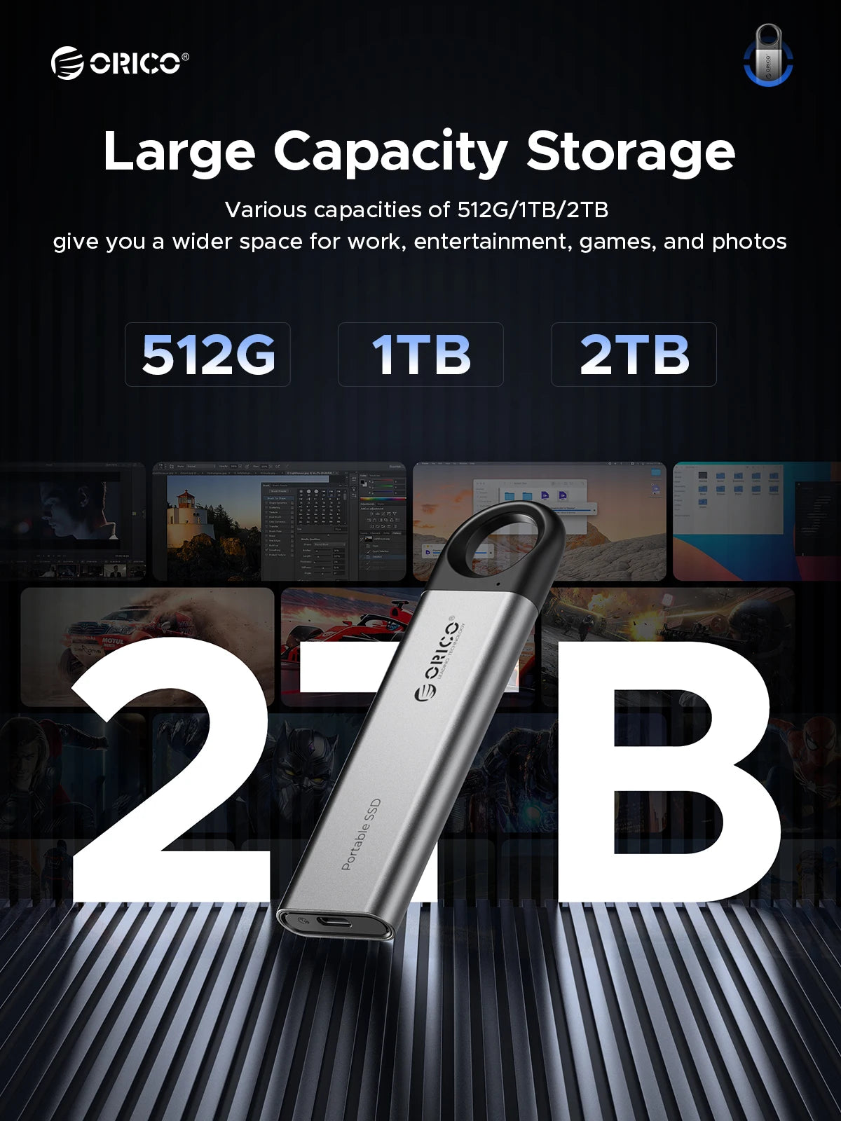 ORICO 1TB Portable External SSD – Up to 1050MB/s USB 3.2 High‑Speed Solid State Drive