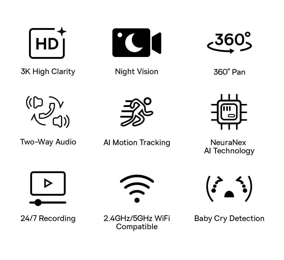 Baseus 4MP IP Camera Smart 5G WIFI Security Camera Indoor Home Protection PT 3K High Clarity Two Way Audio Surveillance Camera - Limetastore