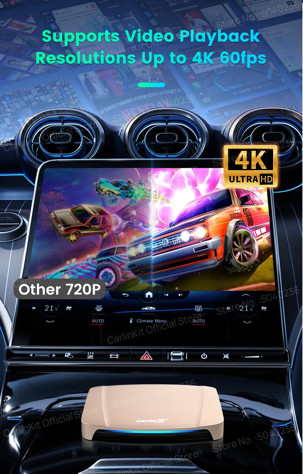 CarlinKit Tbox‑Ultra Android 15 8+128GB Wireless CarPlay AI Box