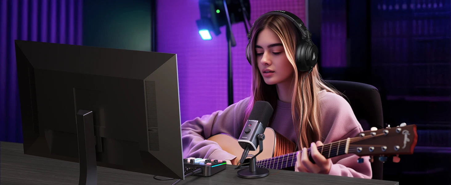 Maono PD100X – Dynamic RGB Gaming Microphone | USB Mic with Software Noise Reduction for Streaming & Recording