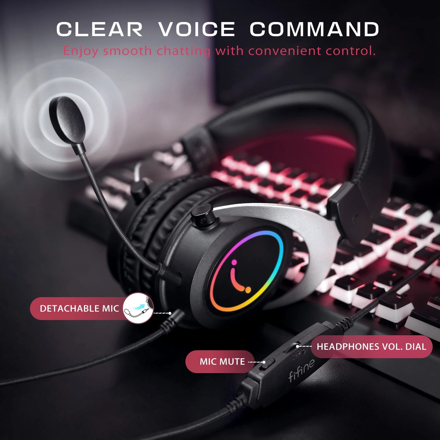 FIFINE Ampligame H3 Gaming Headset | Stereo Sound & Detachable Mic