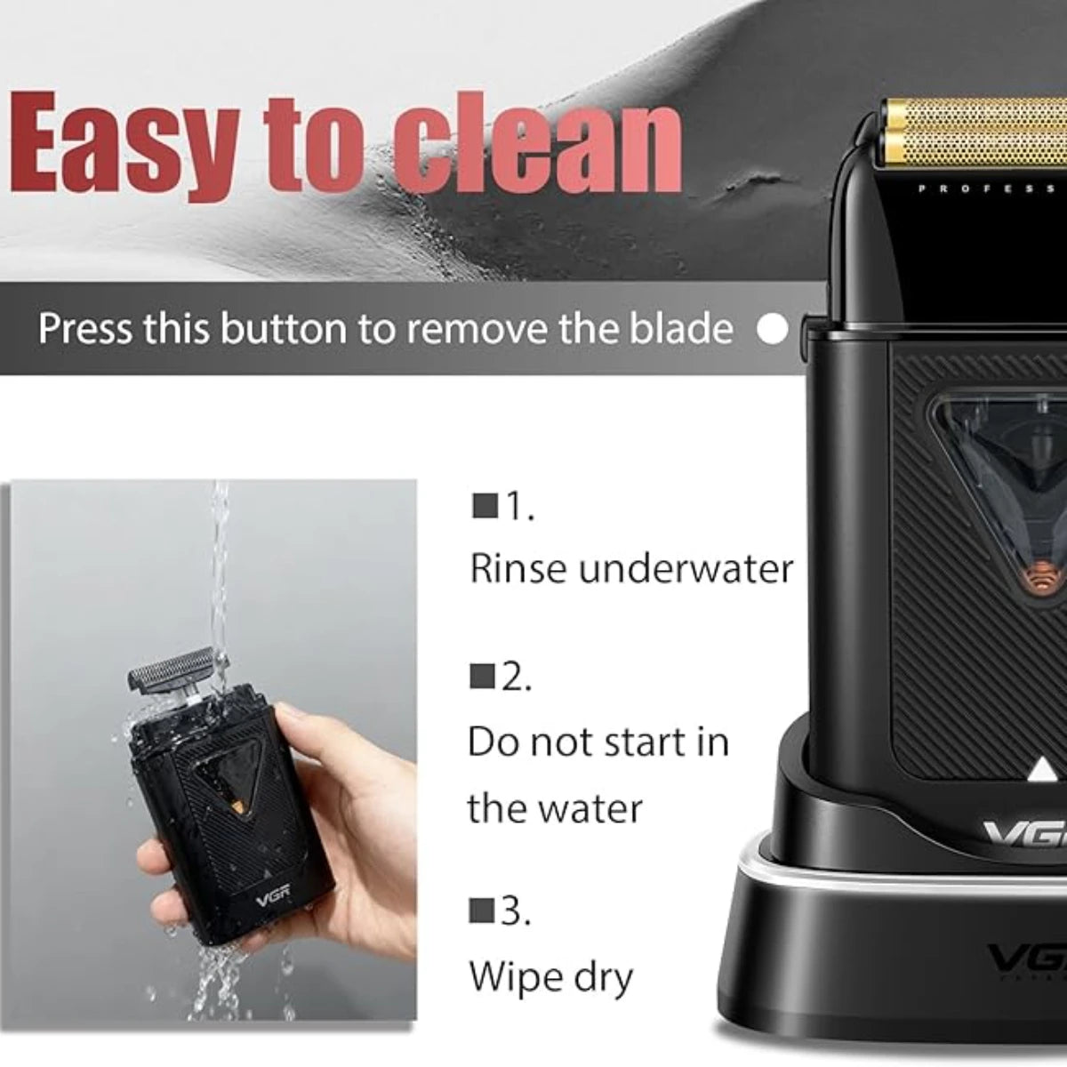 VGR Shaver Electric Beard Trimmer Professional Shaving Machine Vector Motor Hair Shaver Reciprocating Shaver for Men V-035S