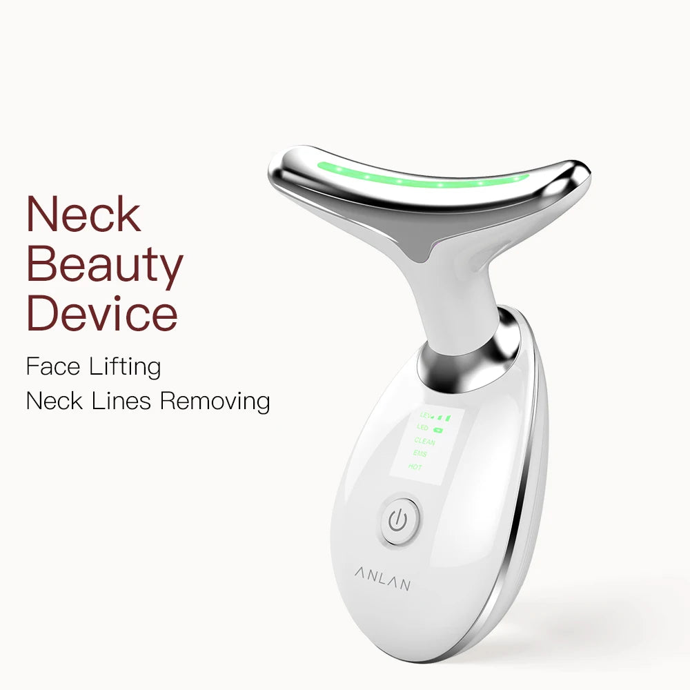 ANLAN Neck Lifting Beauty Device – EMS Facial Neck Tightening, 3 Colors Light Skin Care Tool to Reduce Double Chin - Limetastore