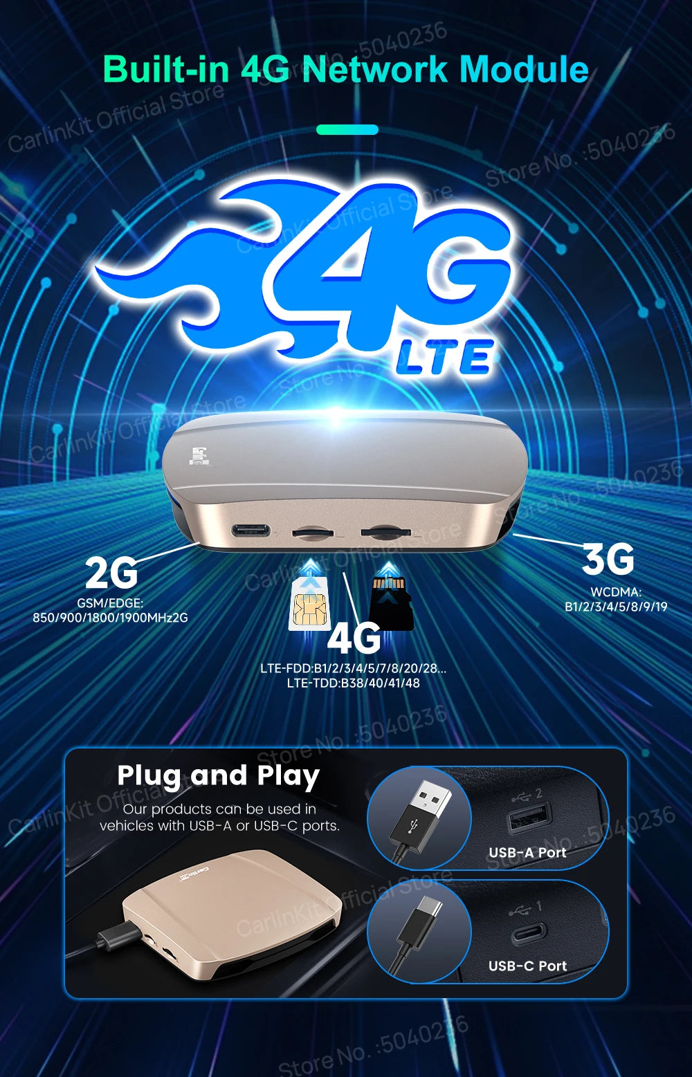 CarlinKit Tbox‑Ultra Android 15 8+128GB Wireless CarPlay AI Box