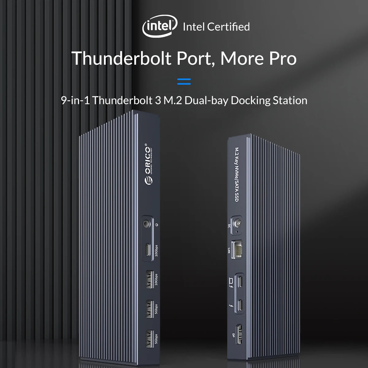ORICO Thunderbolt 3 M.2 NVMe/NGFF SSD Enclosure Docking Station with 40Gbps USB‑C