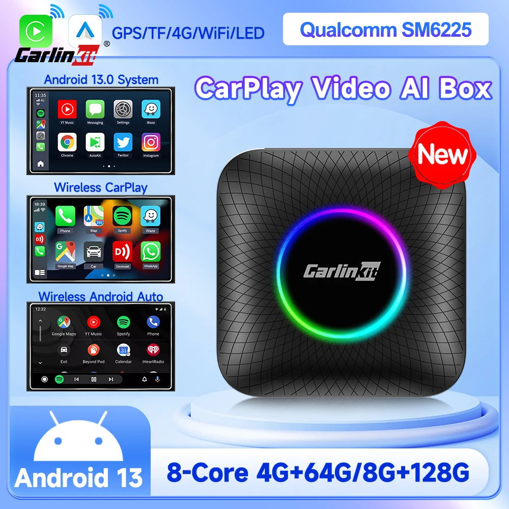 CarlinKit Android 13 SM6225 8‑Core Wireless CarPlay AI Box