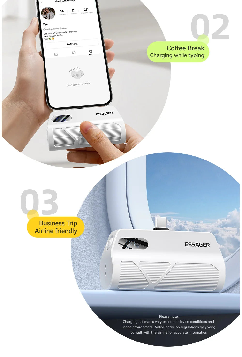 ESSAGER Mini Capsule Power Bank 5000mAh 20W PD Fast Charging