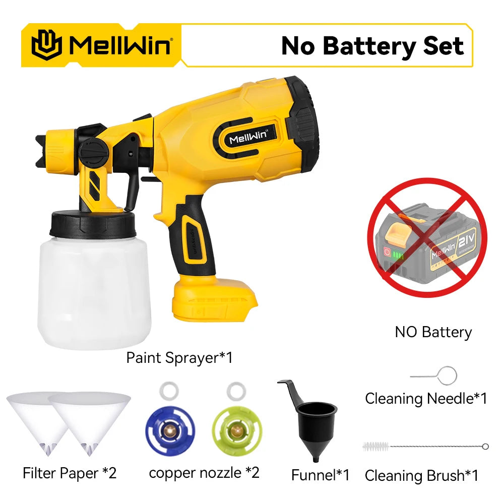 MELLWIN 1200ML Cordless Electric Paint Spray Gun Household Paint Sprayer Car Furniture Sprayer For Makita 18V Battery Pin - Limetastore