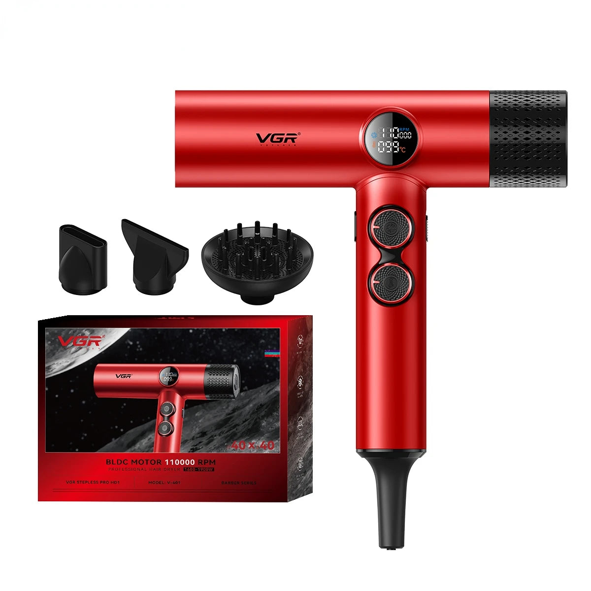 VGR Hair Dryer Professional Hot and Cold Adjustment 110000 RPM Hair Dryer Machine Powerful Hair Salon for Household Use V-401