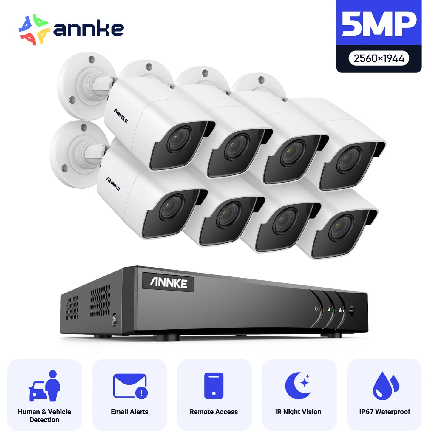 ANNKE 5MP Lite CCTV System | H.265+ DVR, Bullet Cameras, IR Night Vision