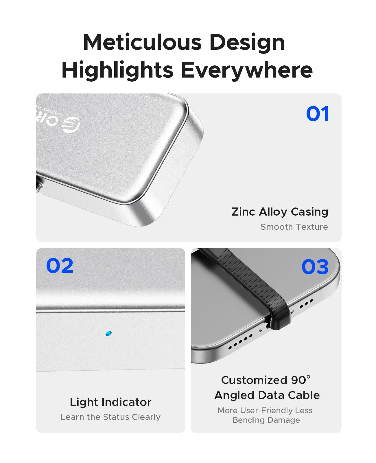 ORICO FlashPod 1TB Magnetic Mini Portable SSD with Direct USB‑C Plug