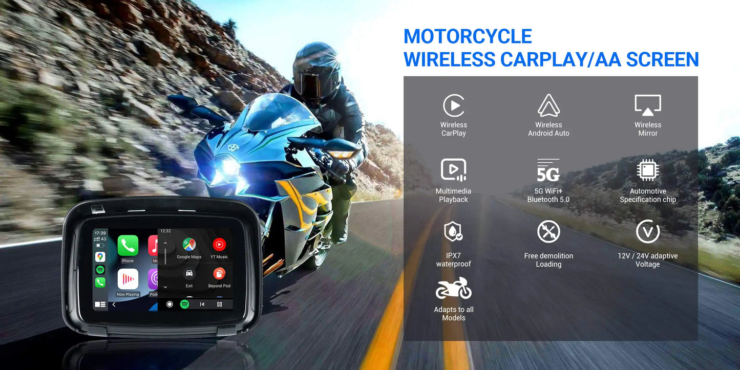 OTTOCAST Lite C5 Motorcycle Wireless CarPlay GPS Display