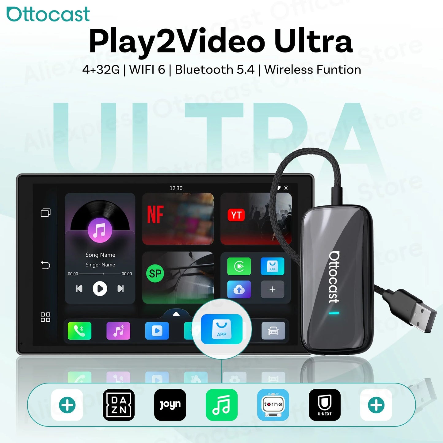 OTTOCAST Play2Video Ultra Wireless CarPlay Video Adapter