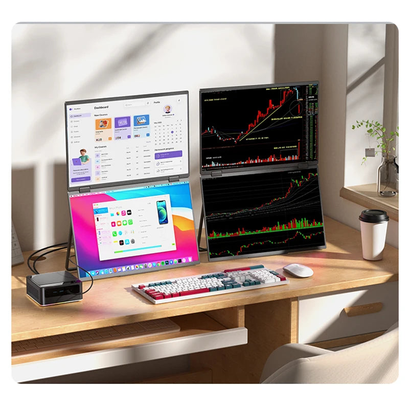 Sibolan 16 inch 2.5K Dual Screen Portable Monitor 2560*1600P 60Hz Foldable Extender USB-C HDMI Ports For Laptop Mac & Wins - Limetastore