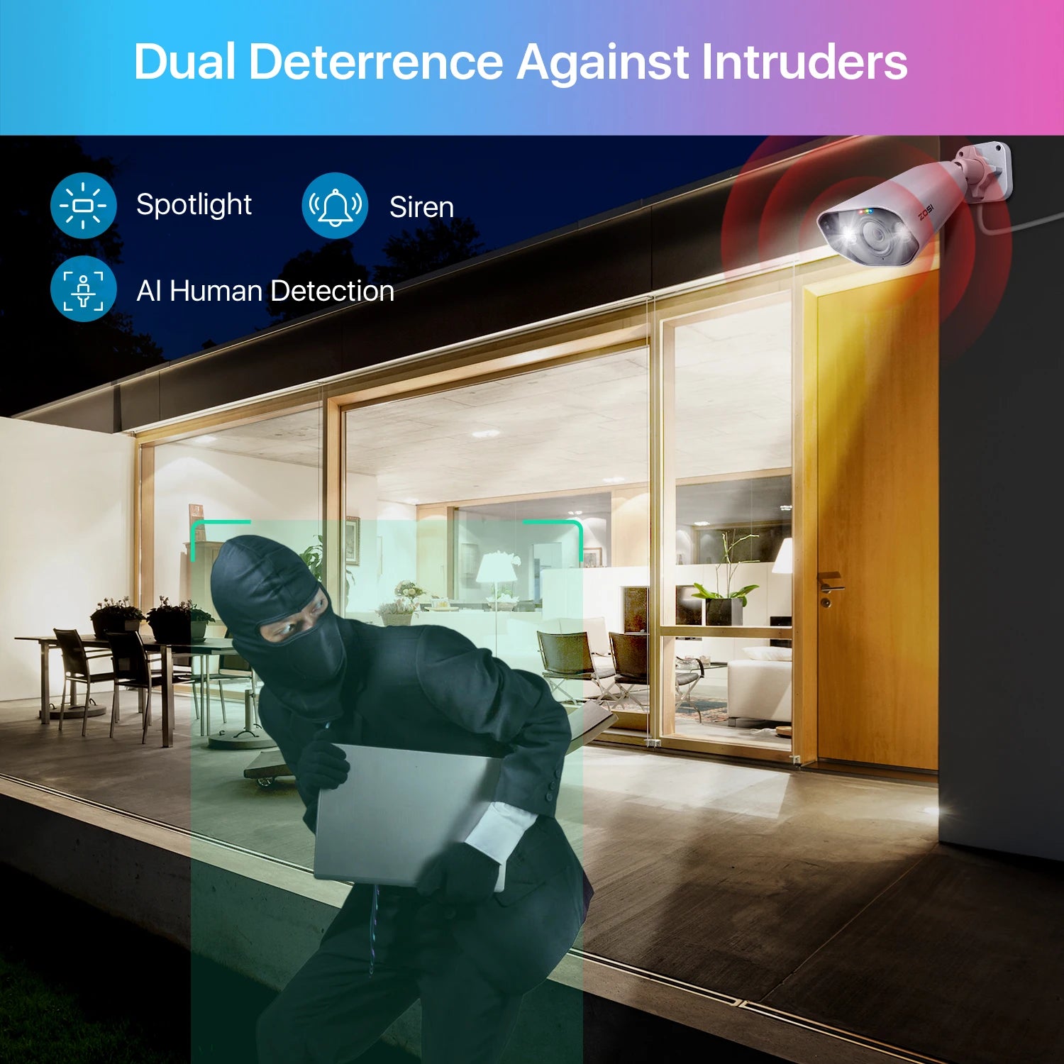 ZOSI 4K 8MP PoE Add‑On IP Camera – Ultra HD Security Cam with Two‑Way Audio, Full‑Color Night Vision