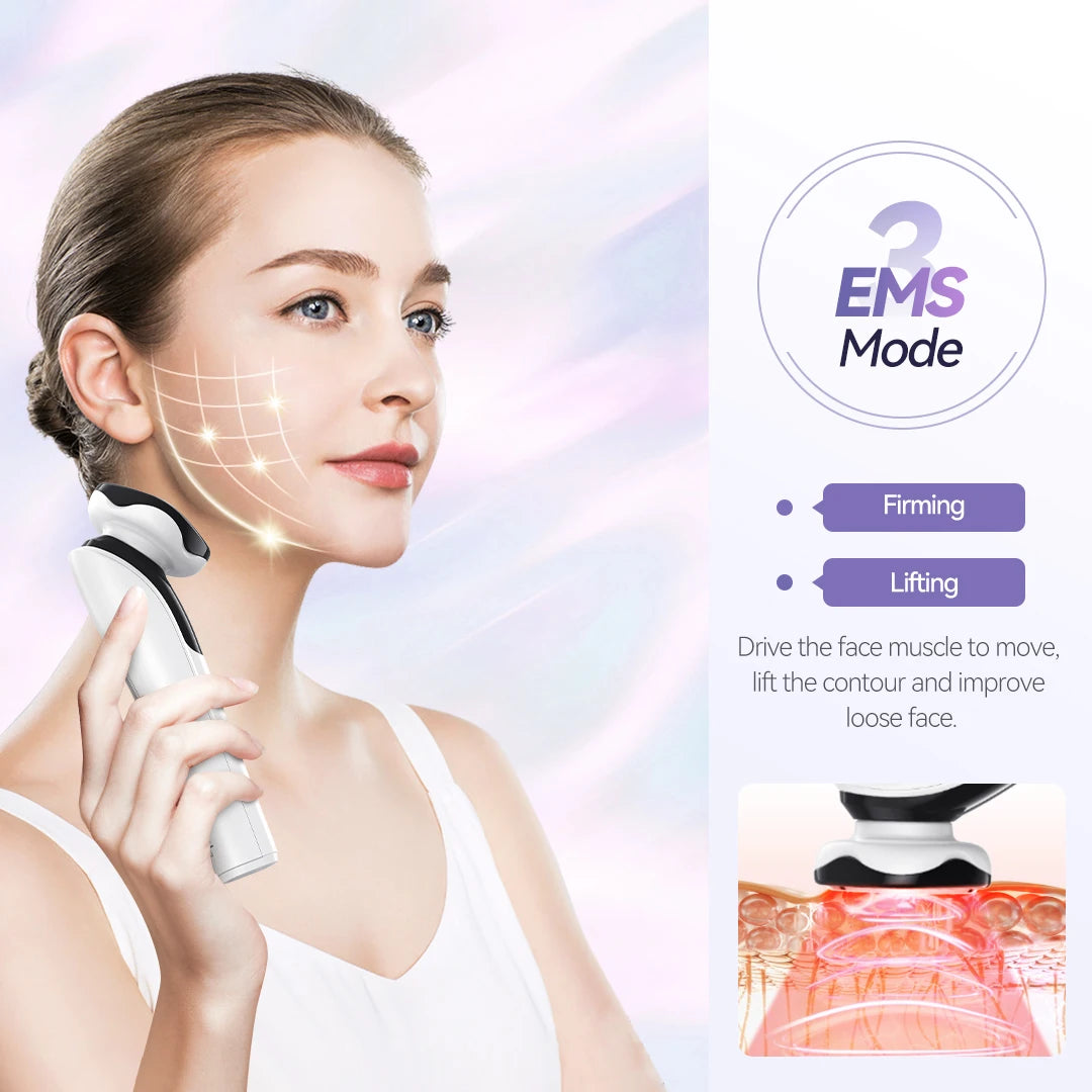 ANLAN EMS Facial Massager Device for Face Lifting, LED Photon Deep Cleaning, Eye Skin Wrinkle Removal, Heat Vibration Skincare Beauty Tool - Limetastore