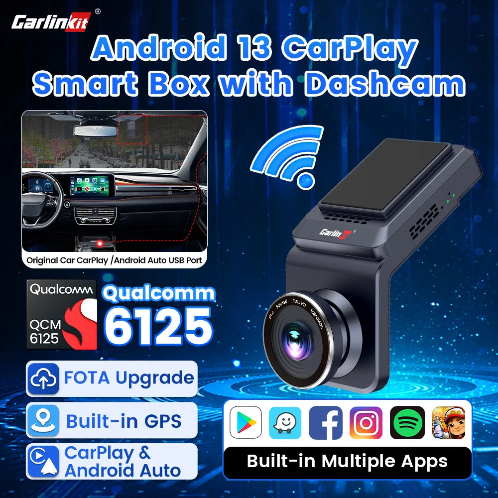 CarlinKit Android 13 8‑Core 8+128GB Wireless CarPlay AI Box