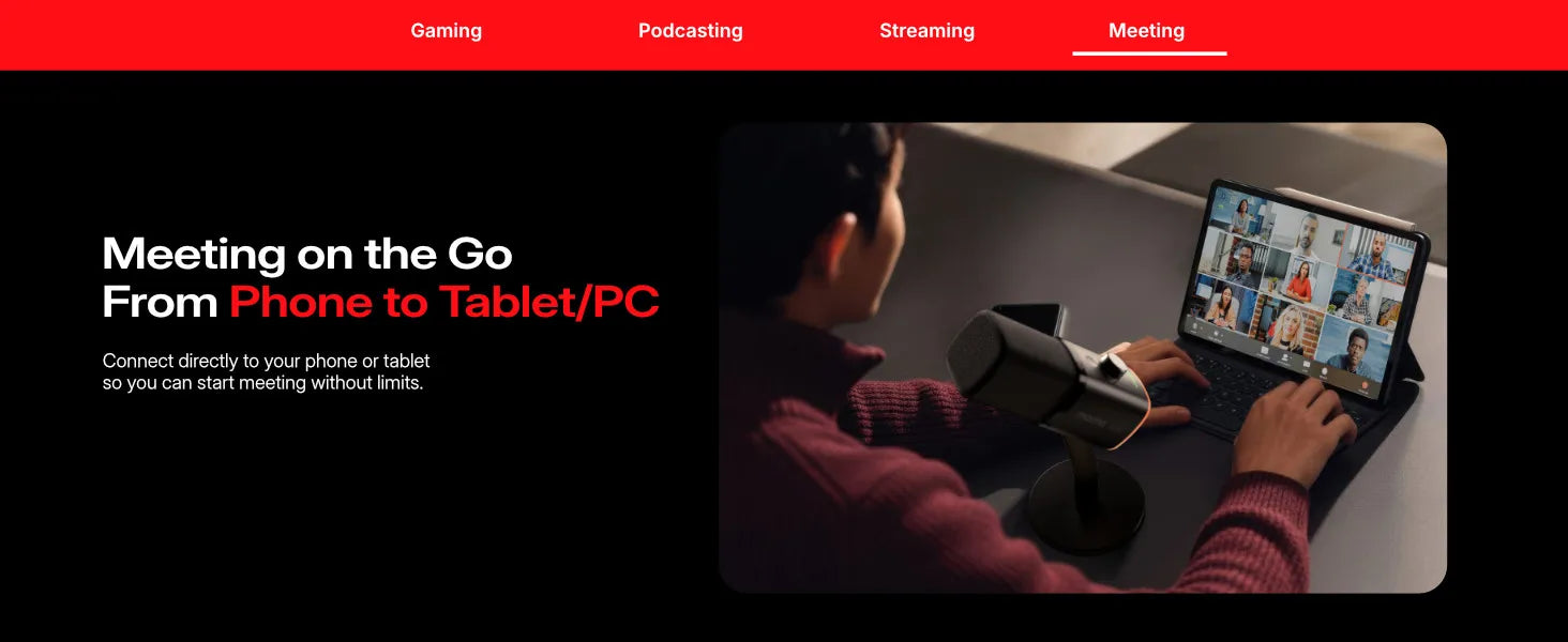 Maono PD100W – Wireless Dynamic Microphone | 50 m Range, One‑Touch Noise Reduction & RGB Lighting for Gaming, Streaming & Live Recording