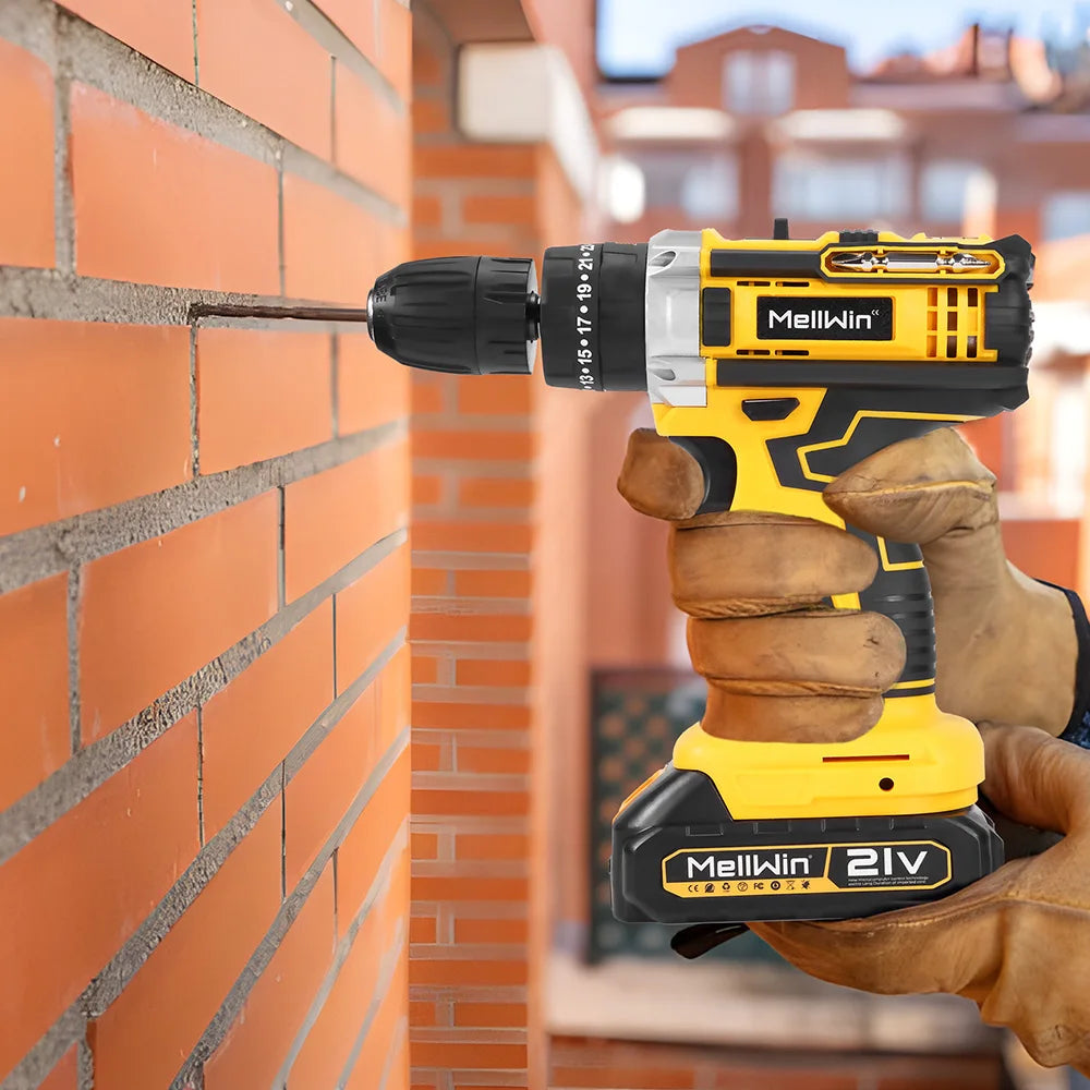 MELLWIN 25+3 Torque Electric Impact Drill 2 Speed Adjustable Cordless Electric Screwdriver Power Tool For Makita 18V Battery Pin - Limetastore