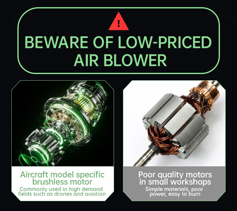 Booster 1300G Turbo Air Blower – 55m/s Brushless Jet Fan | Handheld High‑Power Leaf & Dust Blower