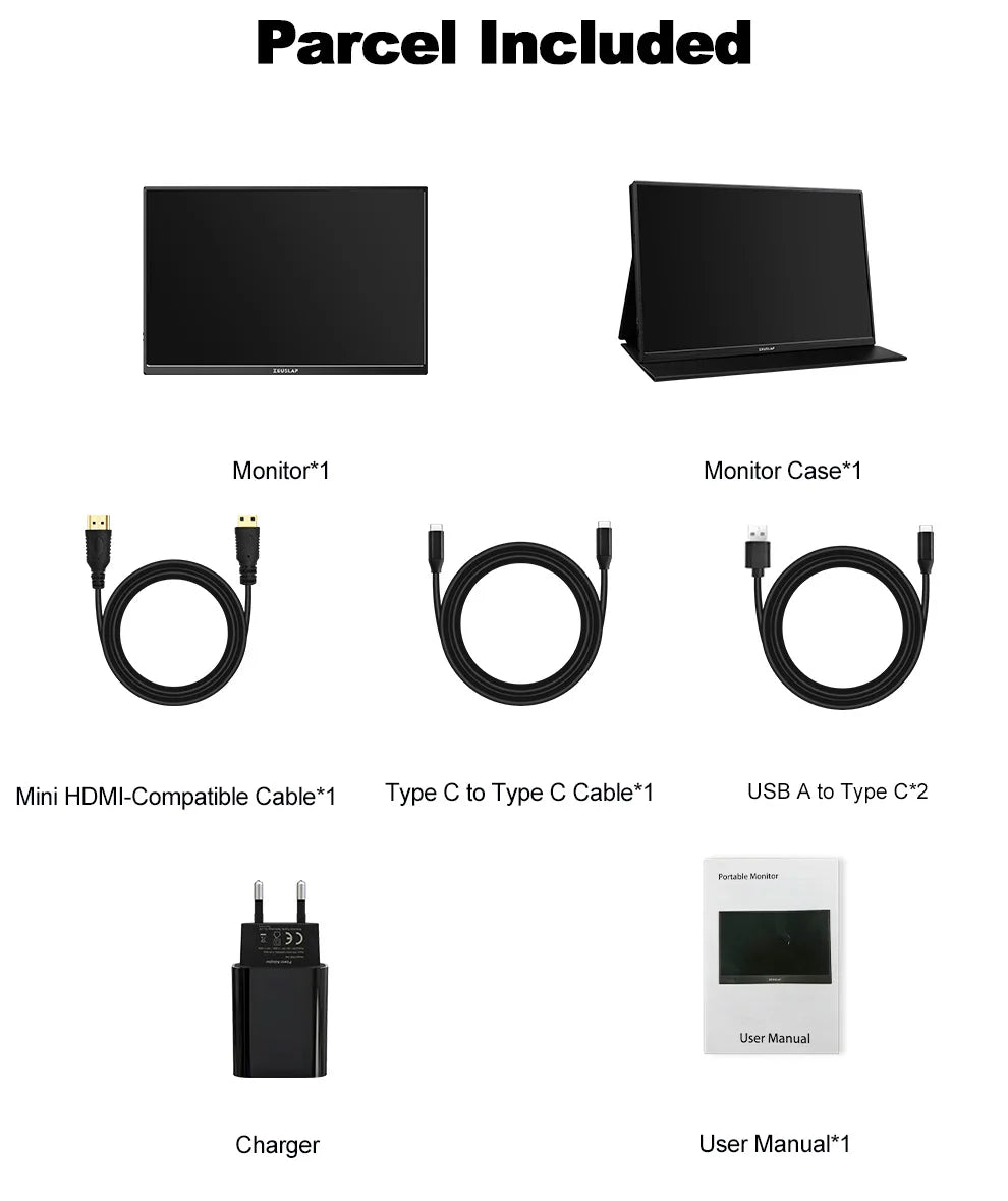 ZEUSLAP 16-palčni prenosni zaslon na dotik | 1200P IPS, 100 % sRGB, USB‑C in HDMI