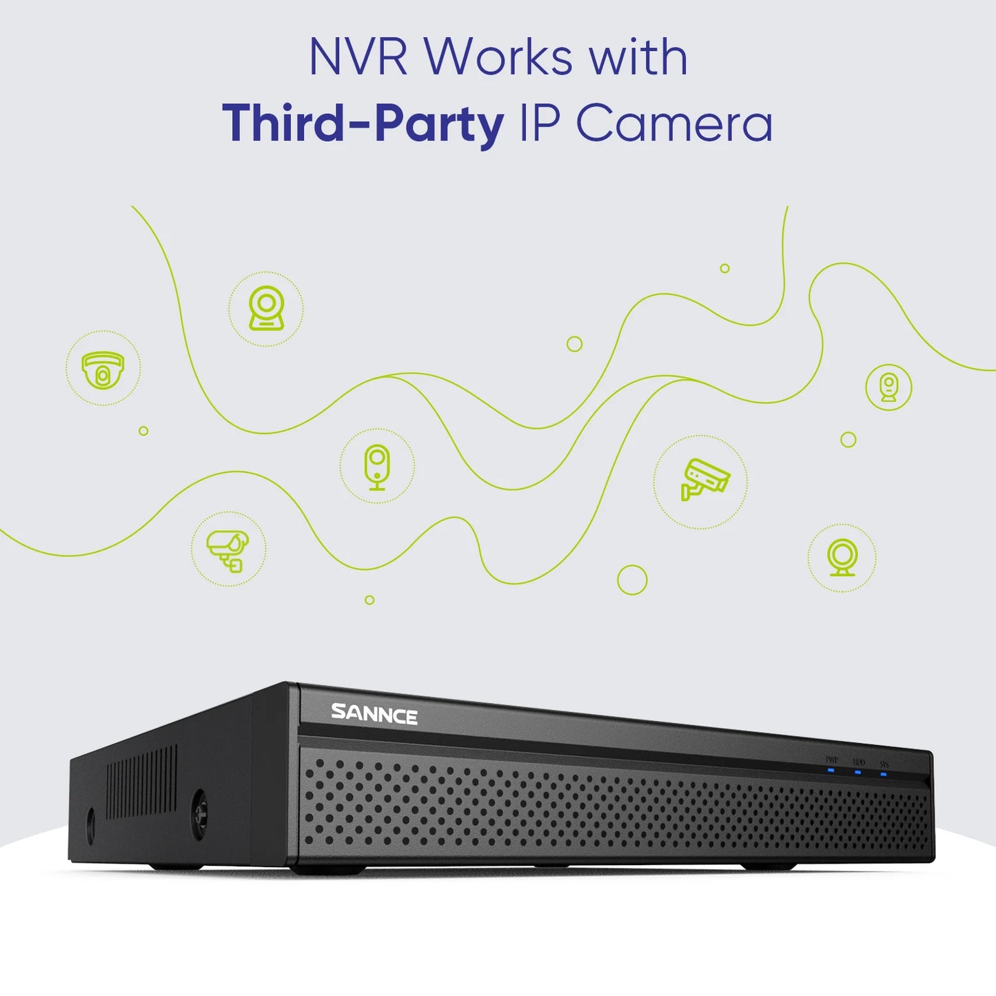 SANNCE 8CH 8MP PoE NVR System | 5MP IP66 Cameras, IR‑CUT Night Vision, Wired CCTV Kit