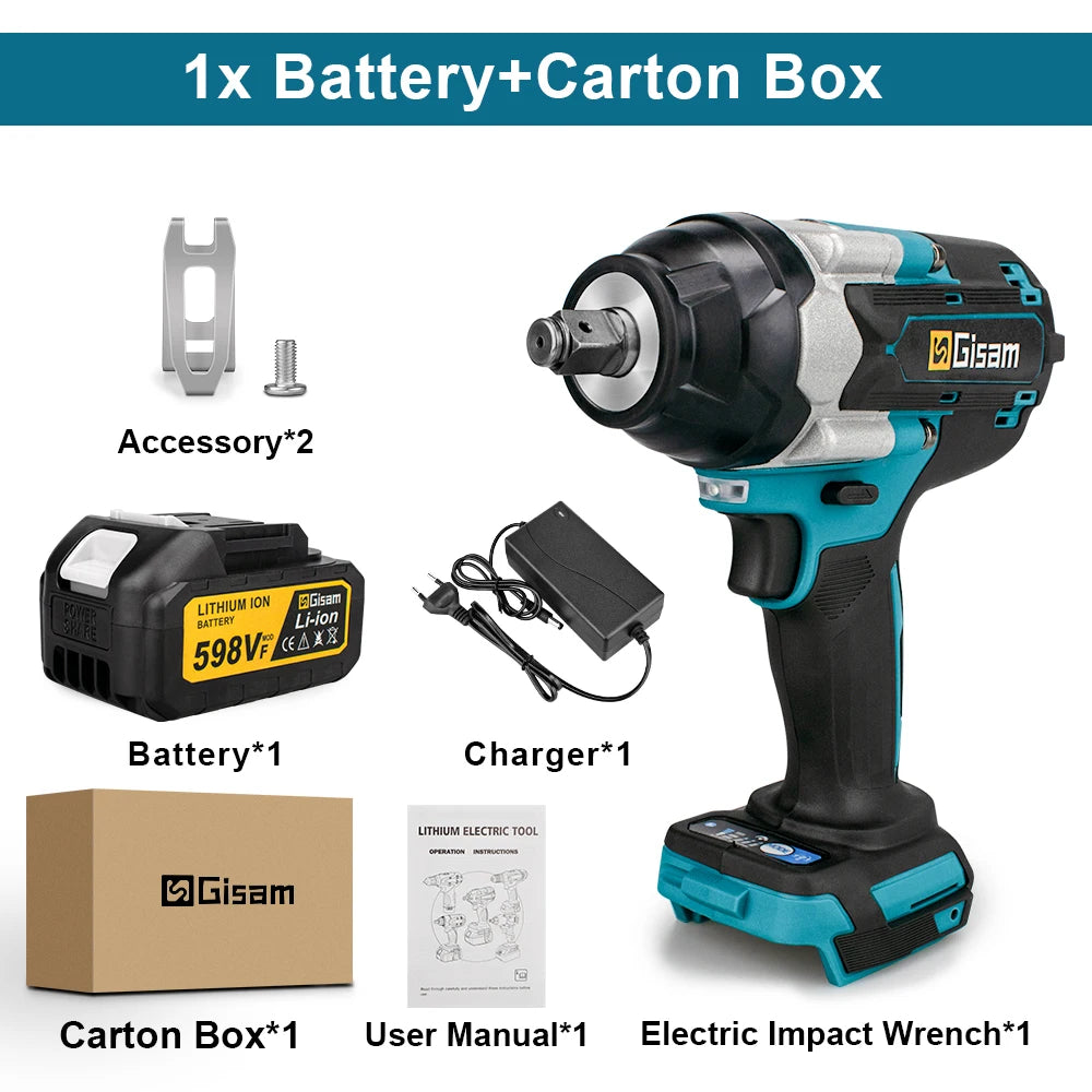 1800N.m Brushless Impact Wrench 1/2" for Makita 18V Battery Cordless