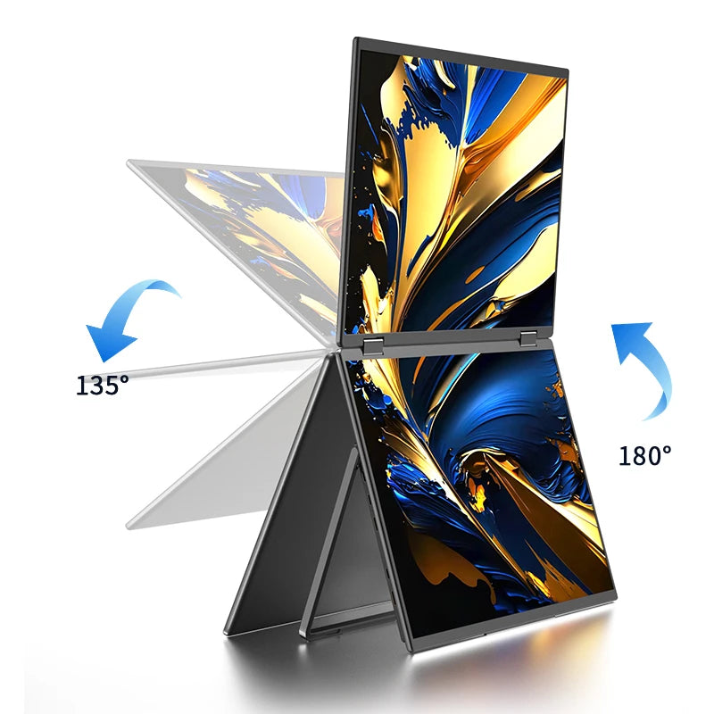 Sibolan 16 inch 2.5K Dual Screen Portable Monitor Laptop Foldable Extender 2560x1600P 60Hz USB-C HDMI Port For Gaming & Mac, Win - Limetastore