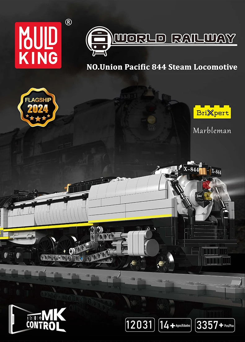 Mould King 12031 Technical Car Building Block Remote Control Union Pacific 844 Steam Locomotive Model Assembly Train Brick Toys - Limetastore