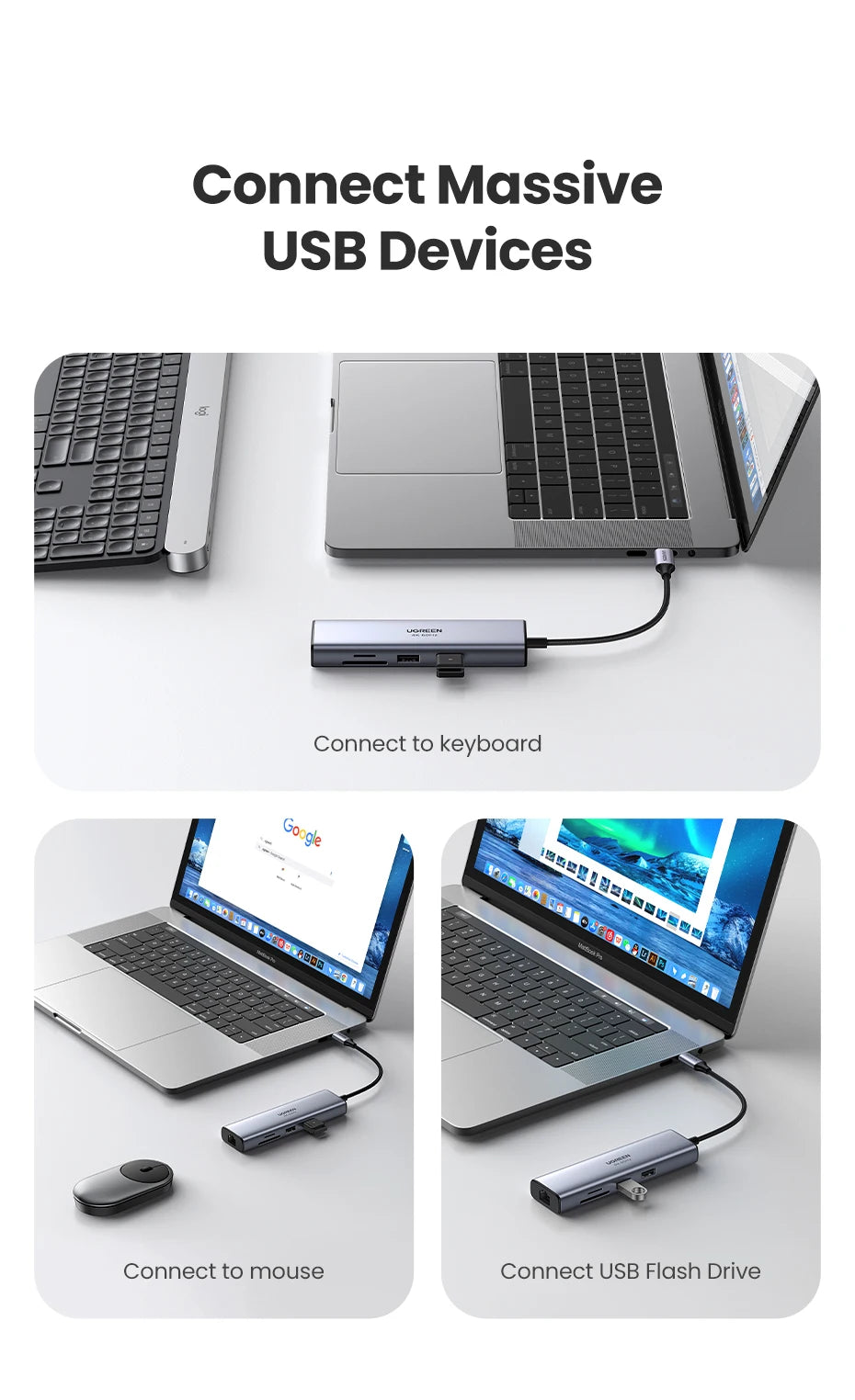 UGREEN 7‑in‑1 USB‑C Hub with 4K60Hz HDMI, SD/TF Card Readers, USB 3.0 5Gbps, PD100W – Multiport