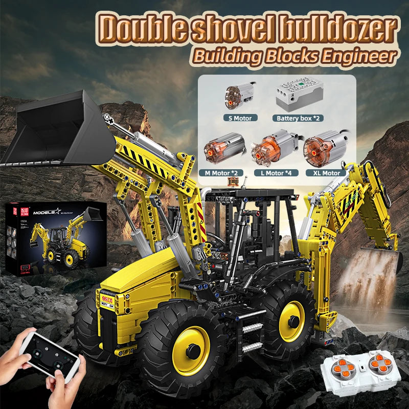 Mould King 17036 Motorized Bulldozer - detailed technical building block - Limetastore