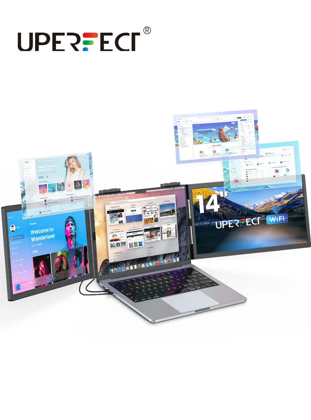 UPERFECT UFree Z14 FHD Wireless Laptop Monitor Extender Triple Screen Display for Laptop, Phone, PS5, Xbox, Switch - Limetastore