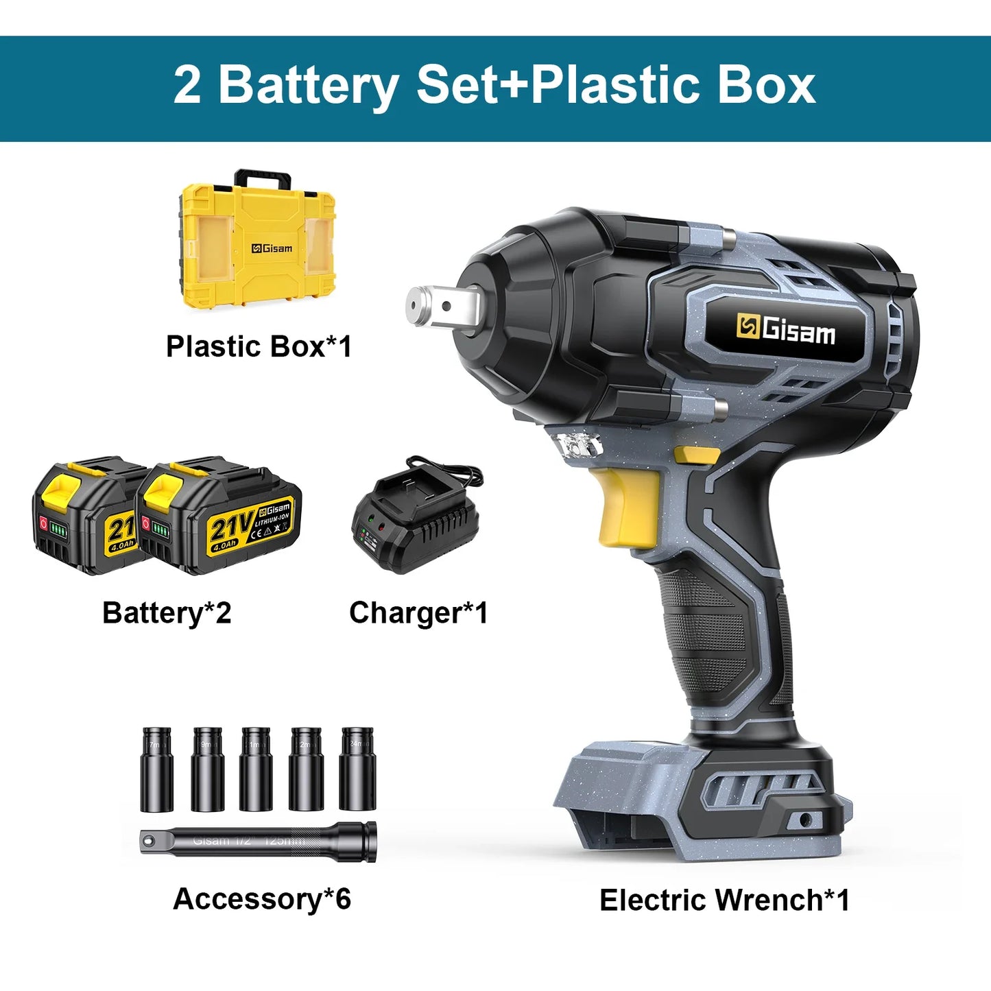 Gisam 1400N.m Brushless Impact Wrench 1/2"