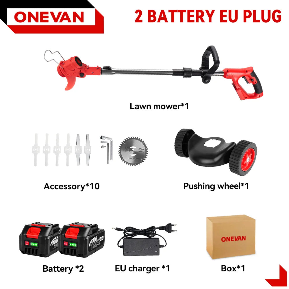 ONEVAN 20,000 RPM Cordless Grass Trimmer | Adjustable Foldable Telescopic Lawn Mower for 21V/18V Battery