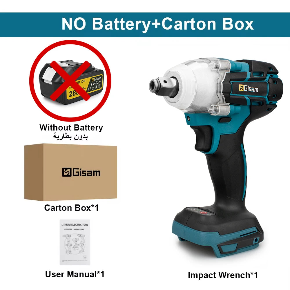 Gisam 520N.m Brushless Impact Wrench 1/2" for Makita 18V