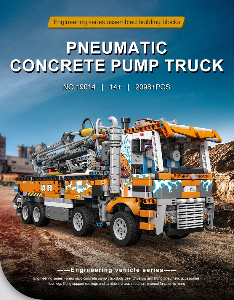 Mould King 19014 Pneumatic Concrete Pump Truck | RC Technical Construction Vehicle Building Set - Limetastore