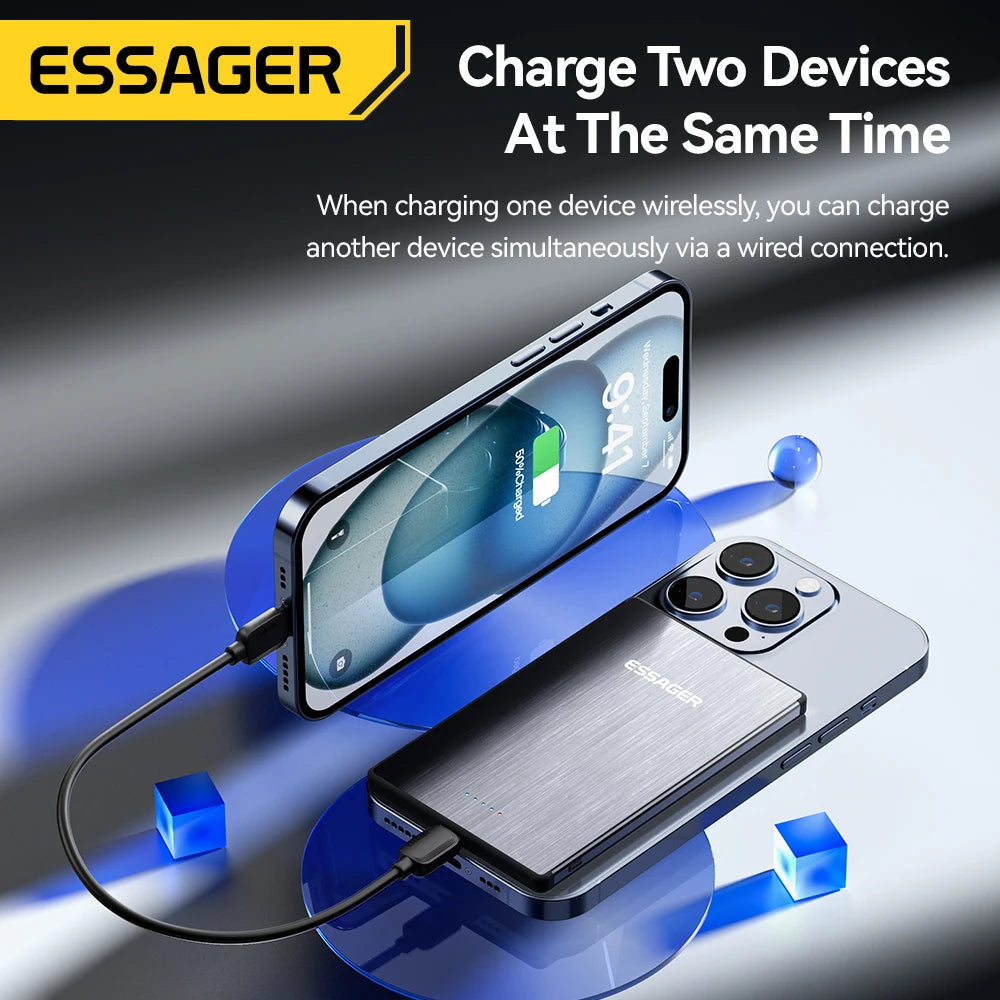 ESSAGER 20W Magnetic Wireless Charging Bank 5000mAh Thin MagSafe