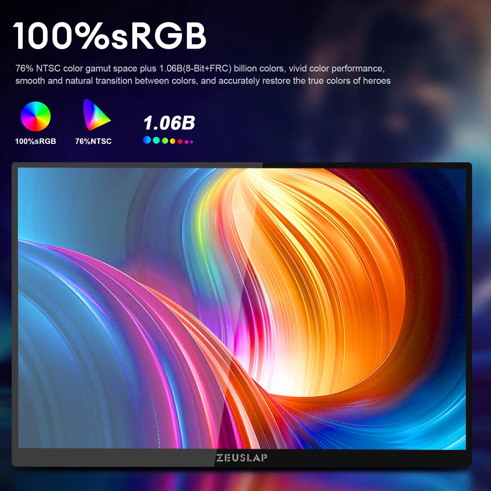 ZEUSLAP 16" 2.5K 144Hz Prenosni monitor na dotik | 2560×1600, 100 % sRGB, 500 nitov