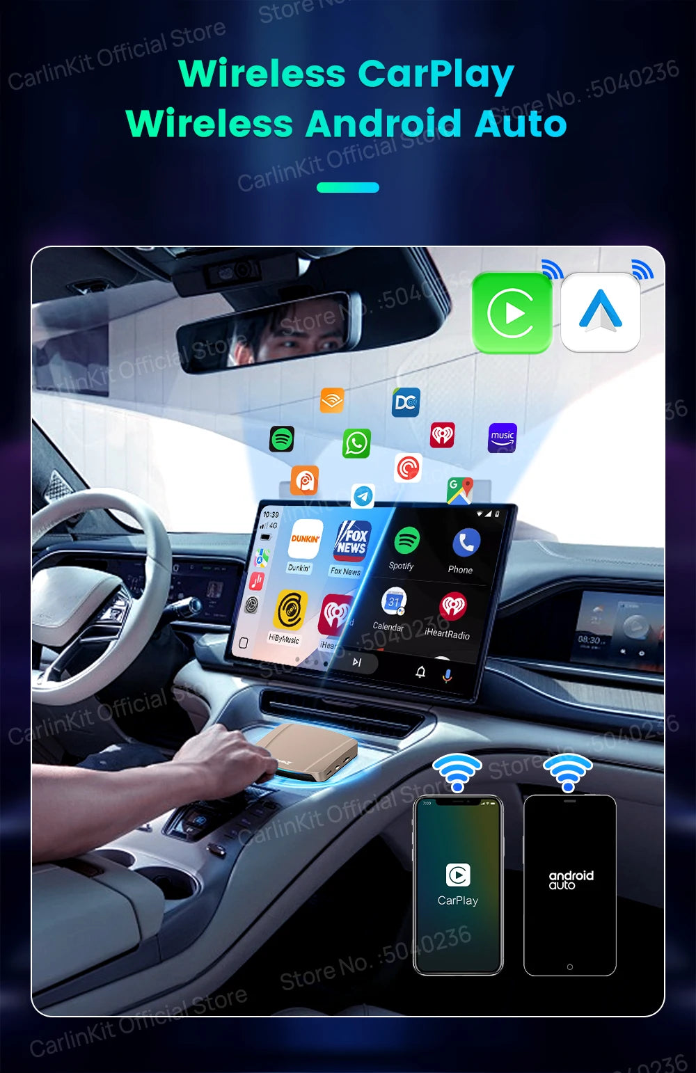 CarlinKit Tbox‑Ultra Android 15 8+128GB Wireless CarPlay AI Box