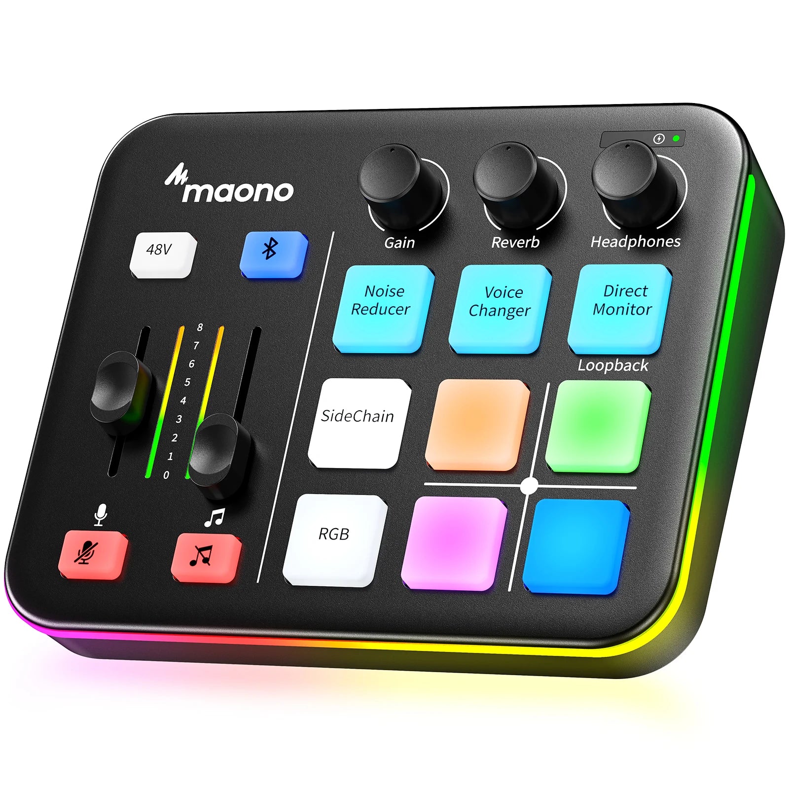 Maono G1 NEO – Gaming Audio Interface | 4‑Channel Mixer, Custom Sound Effects, RGB Lighting, XLR Input for Streaming & Podcasting