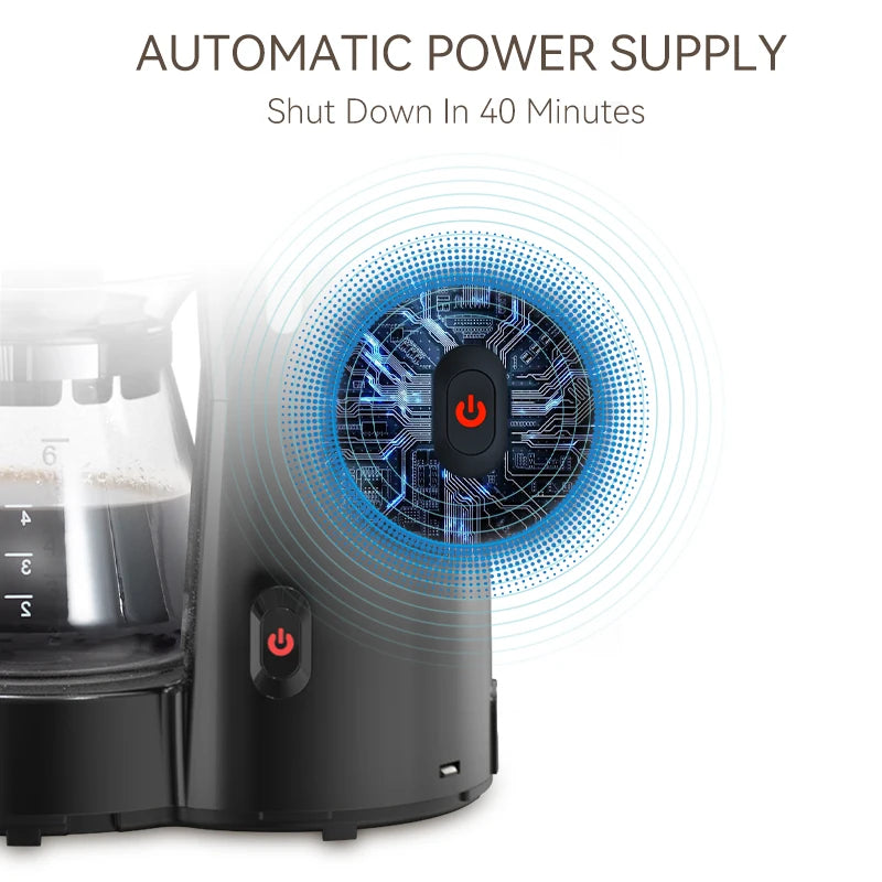 HiBREW 3-v-1 aparat za prekapno kavo America, aparat za kavo Pour Over, stekleni čajnik, grelnik vode za čaj 750 ml H12