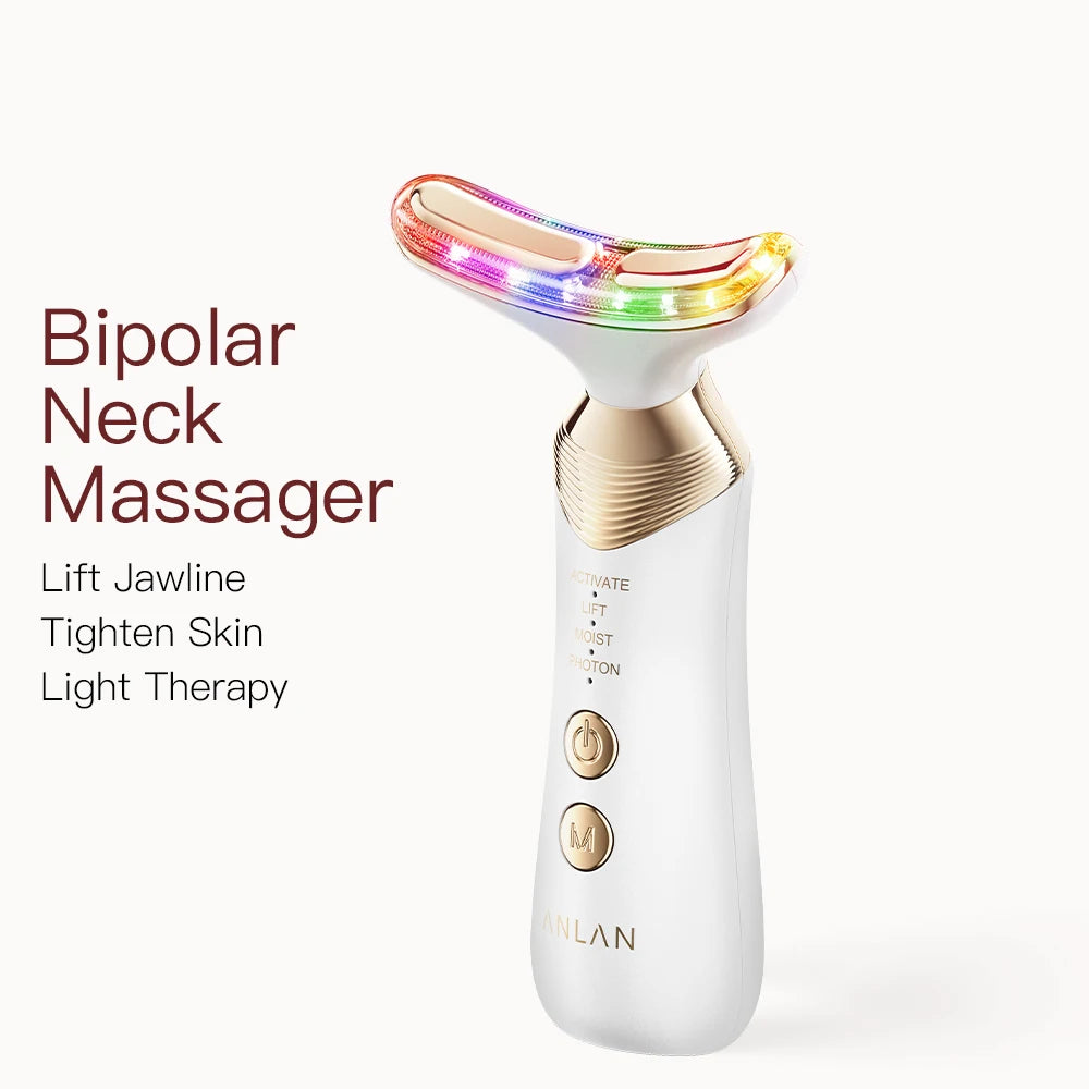 ANLAN Dual‑Polar Neck Device | EMS, 5‑Color Photon, 24K Gold, Anti‑Aging & Lifting