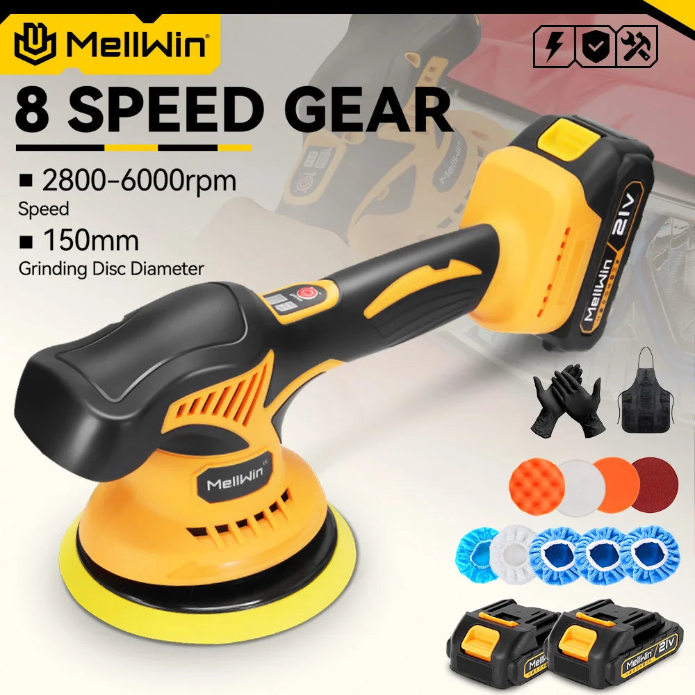 MELLWIN 150mm Cordless Electric Car Polisher 8 Adjustment Car Polishing Waxing Sanding Power Tool For Makita 18V Battery Pin - Limetastore