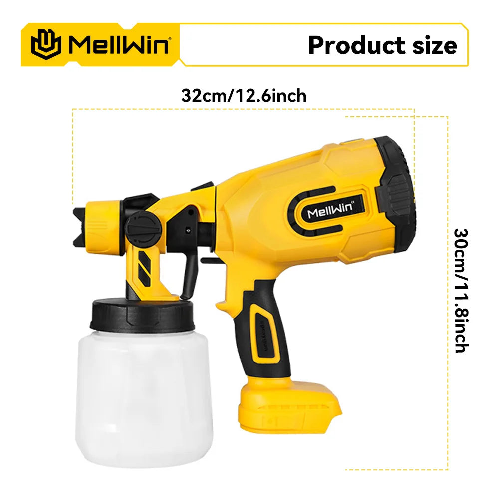 MELLWIN 1200ML Cordless Electric Paint Spray Gun Household Paint Sprayer Car Furniture Sprayer For Makita 18V Battery Pin - Limetastore