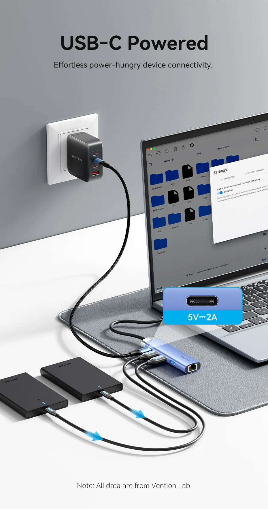 Vention USB 3.0 Ethernet HUB | Gigabit RJ45 1000Mbps Adapter with USB Expansion