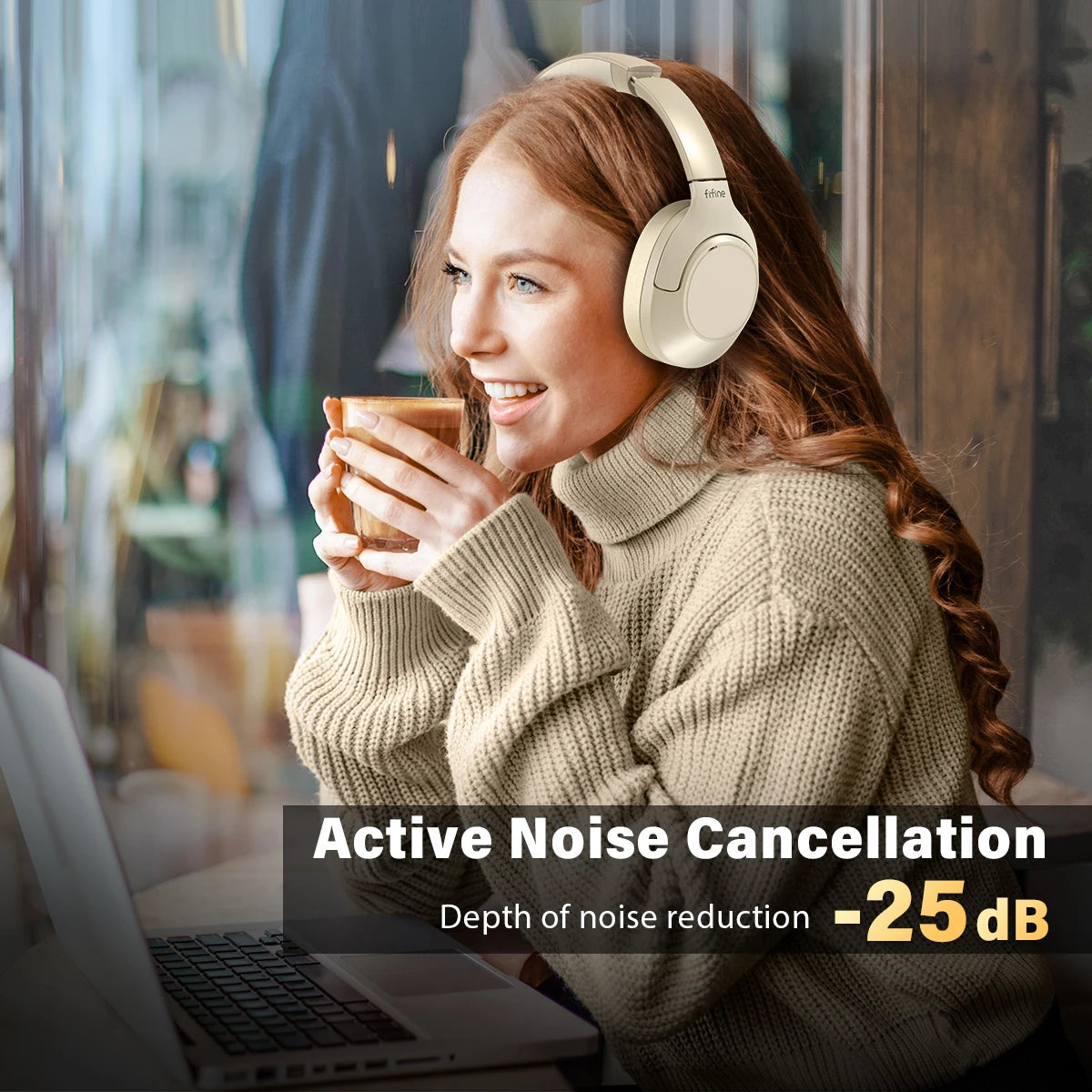 FIFINE X3 Hybrid ANC Wireless Headphones | 65H Playtime & Deep Bass