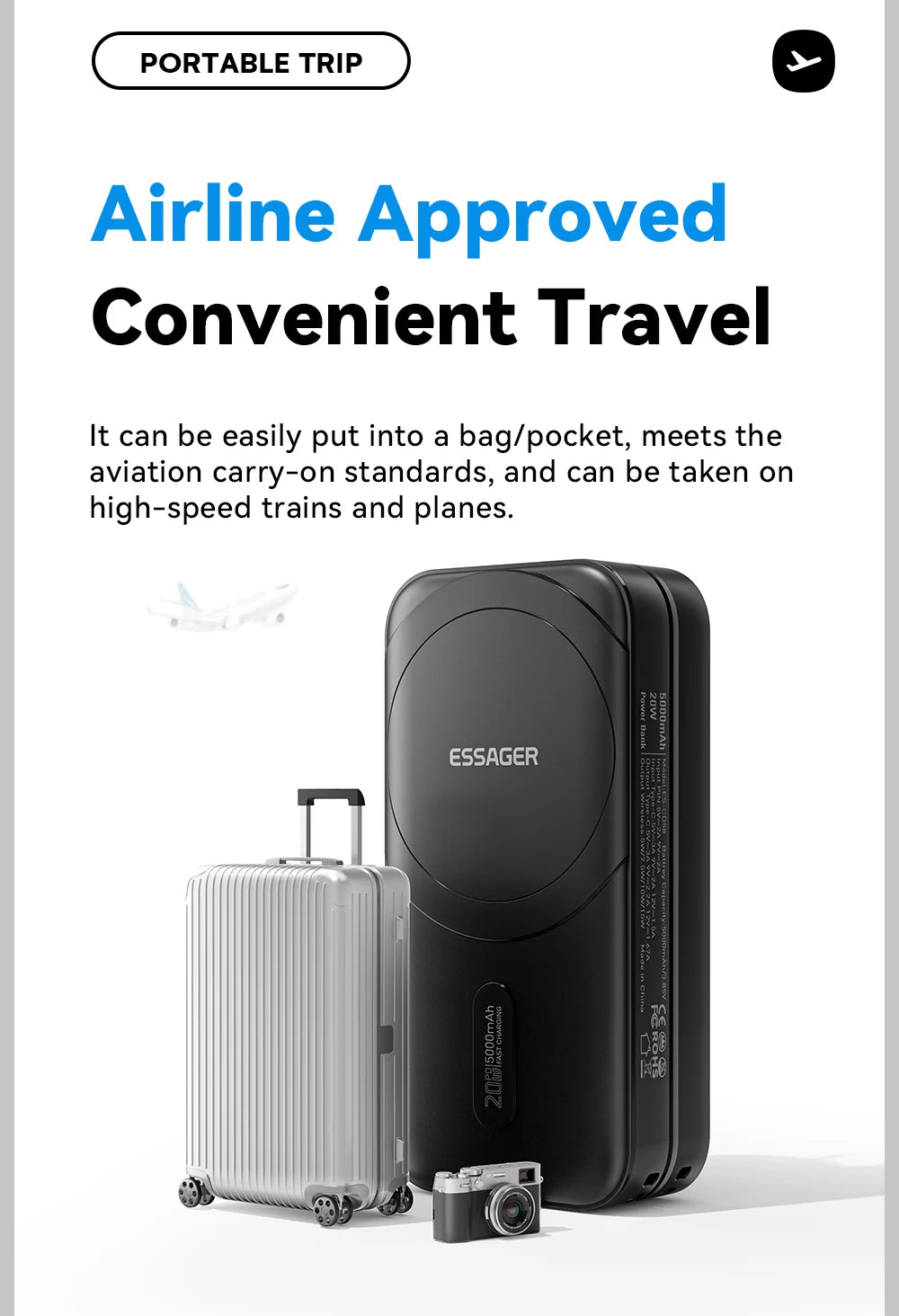 ESSAGER 3-in-1 Magnetic 65W GaN Charger Power Bank 5000mAh