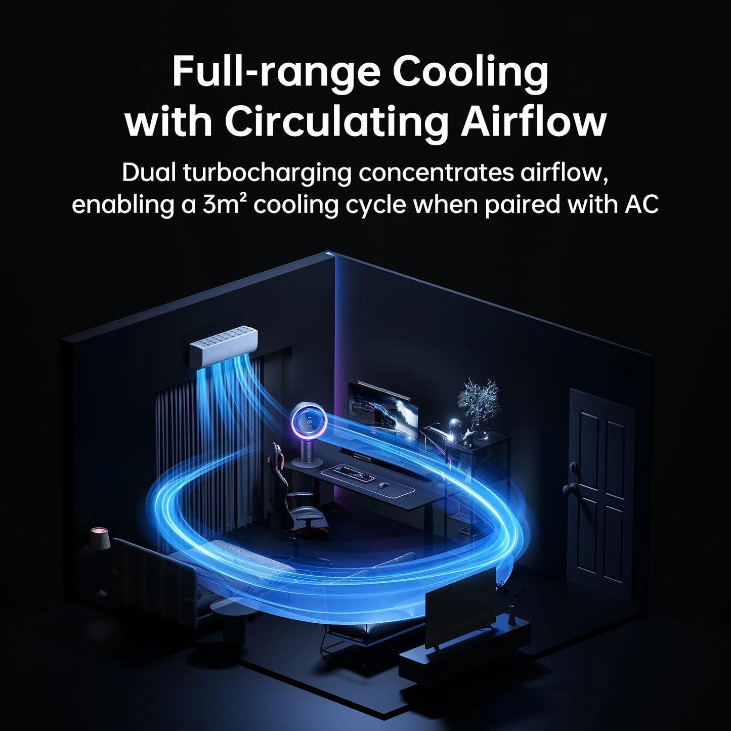 JISULIFE H11 Smart Desktop Fan & Air Purifier – H11 HEPA Filter, 10000mAh Battery
